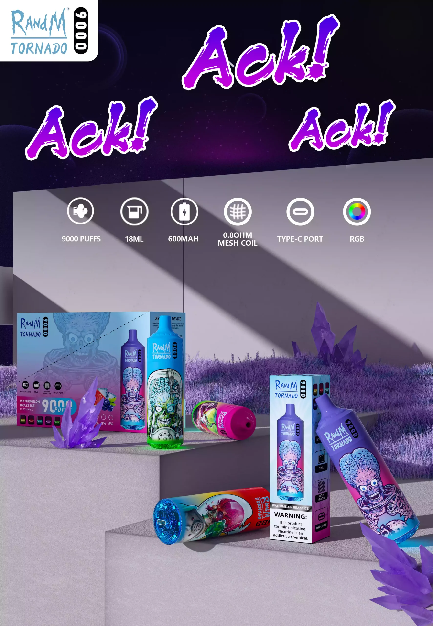 Fumot RandM Tornado 9000 9K Puffs Disposable Vape Low 2% Nicotine Buy Original Disposable Pen